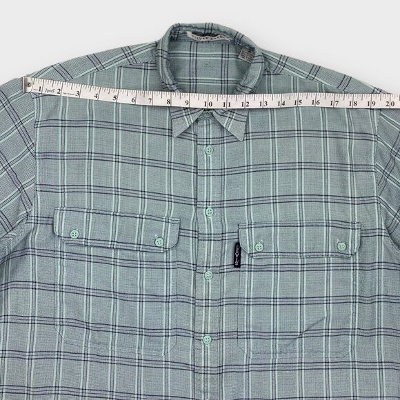 VINTAGE 70s Levis Shirt Mens Medium Mint Green Check Silver Label Button Up BigE - Picture 9 of 13